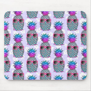 Colourful Tropical Pineapple Purple Floral Mouse Pad