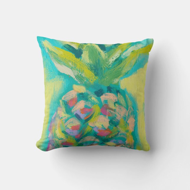 Colourful Tropical Pineapple Throw Pillow (Front)