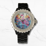 Colourful Tropical Pink Flamingo Elegant Womans<br><div class="desc">Colourful Tropical Pink Flamingo Elegant Womans Watches features a colourful tropical paradise with a pink flamingo surrounded by tropical flowers. Created by Evco Studio www.zazzle.com/store/evcostudio</div>