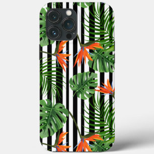 Colourful Tropical Plant, Palm Leaves and Bird iPhone 13 Pro Max Case