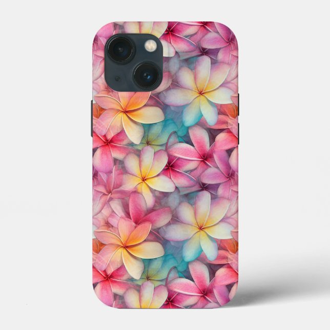 Colourful Tropical Plumeria Frangipani Patterned Case-Mate iPhone Case (Back)
