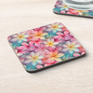 Colourful Tropical Plumeria Frangipani Patterned Coaster