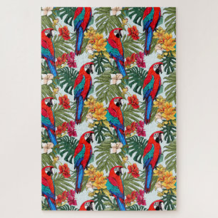 Colourful Tropical Red & Blue Macaw Difficult Jigsaw Puzzle