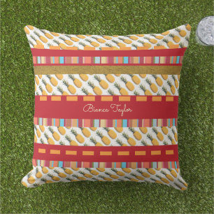 Colourful & Tropical , stylish & custom , pineappl Outdoor Pillow