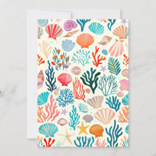 Colourful Tropical Summer Coral Seashell Holiday Card