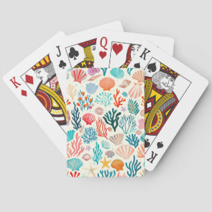 Colourful Tropical Summer Coral Seashell Playing Cards
