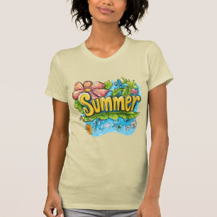 Colourful Tropical "Summer" Graphic T-Shirt