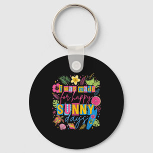 Colourful tropical summer happy quote beach surf keychain