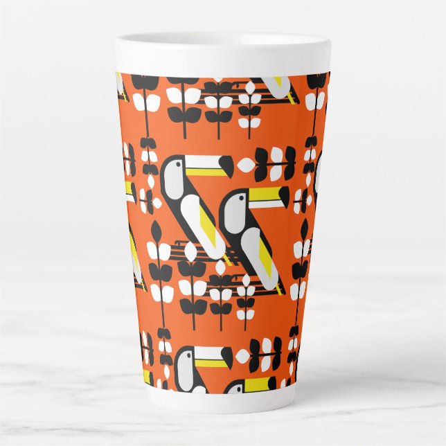 Colourful Tropical Toucan Artwork Latte Mug (Front)
