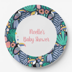 Colourful Tropical Toucan Bird Baby Shower Paper Plate