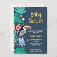 Colourful Tropical Toucan Bird Flowers Baby Shower