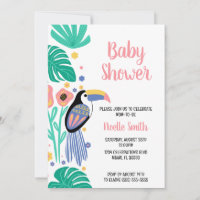 Colourful Tropical Toucan Bird Flowers Baby Shower