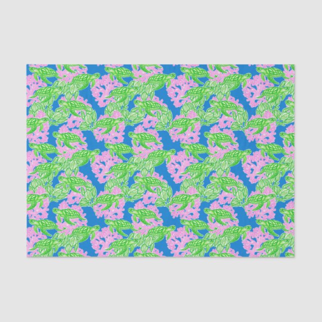 Colourful Tropical Turtles Pattern Tissue Paper (Front)
