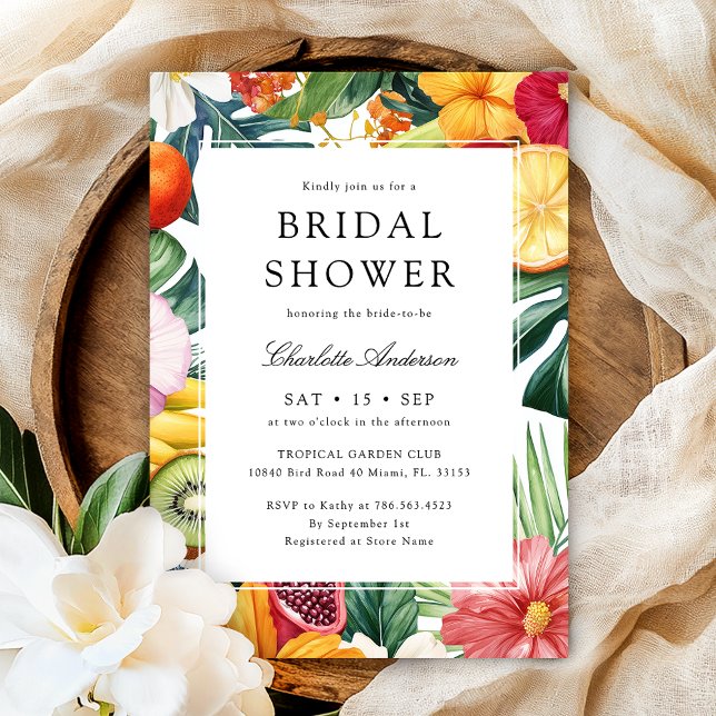 Colourful Tropical Watercolor Bridal Shower Invitation (Creator Uploaded)