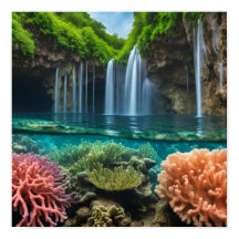 Colourful tropical waterfalls