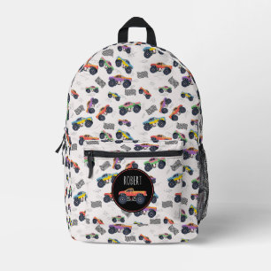 Colourful Trucks Racing Kids Custom Name Printed Backpack