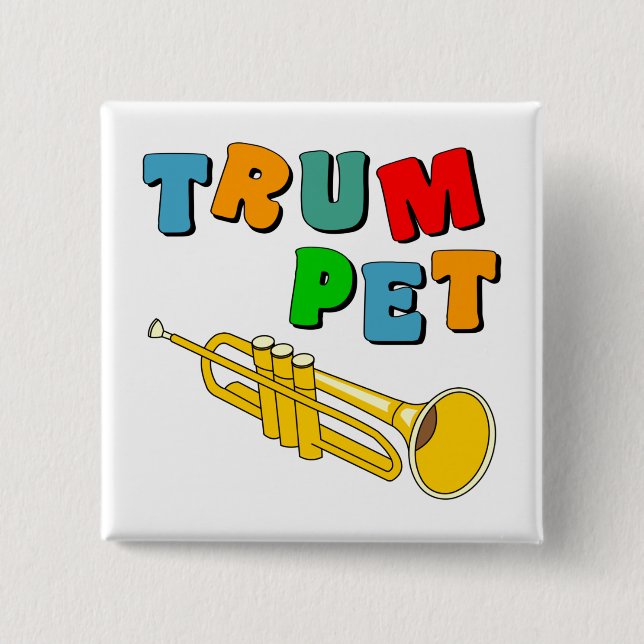 Colourful Trumpet 2 Inch Square Button (Front)