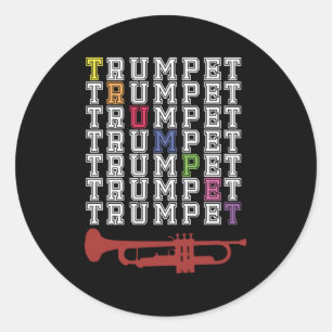 Colourful Trumpet Classic Round Sticker