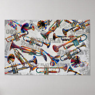 Colourful Trumpet Poster by Juleez, Trumpet Art