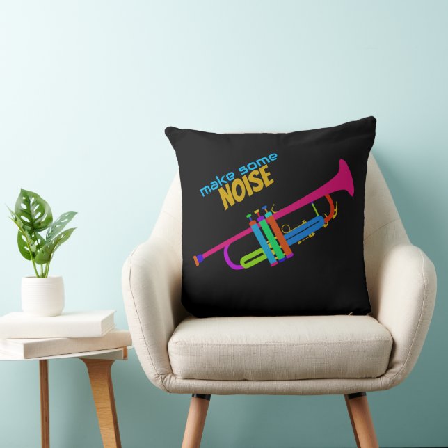 Colourful Trumpet Throw Pillow (Chair)