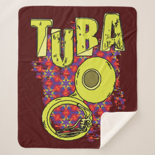 Colourful Tuba Text and Pattern Sherpa Blanket