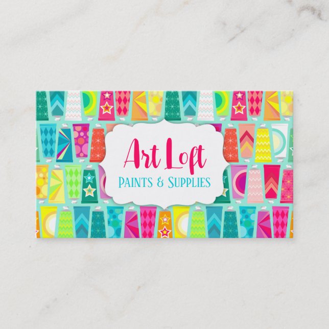 Colourful Tubes of Art Paint Business Card (Front)