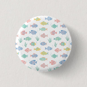 Colourful Tulimet Tropical Fish Pattern 1 Inch Round Button