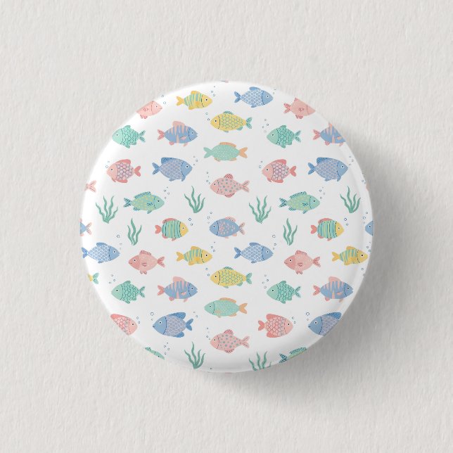 Colourful Tulimet Tropical Fish Pattern 1 Inch Round Button (Front)