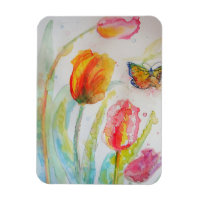Colourful Tulip and Butterfly Watercolor Greetings