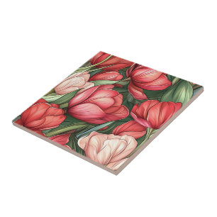 Colourful Tulip Ceramic Tiles  For Hallway Walls