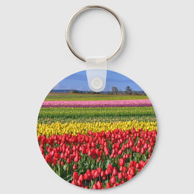 Colourful tulip field keychain (Front)