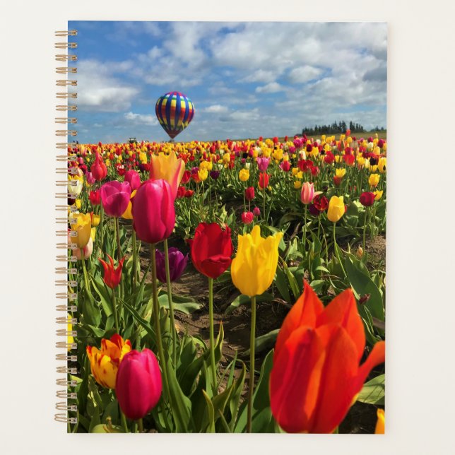 Colourful Tulip Field with Balloon Planner (Front)