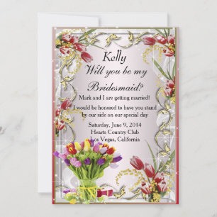 Colourful Tulip Floral Bridesmaid Card