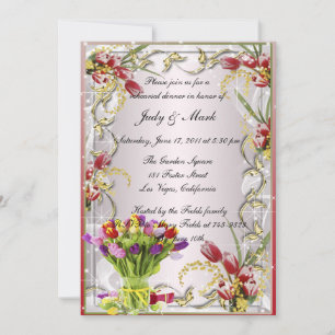 Colourful Tulip Floral Rehearsal Dinner Invitation