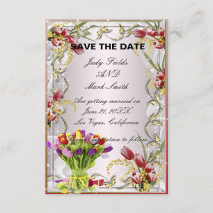 Colourful Tulip Floral Save The Date Card