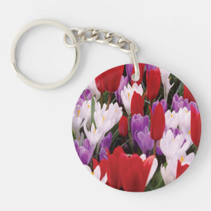Colourful Tulip Flowers Key Chain