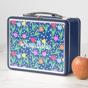 Colourful Tulip Flowers Metal Lunch Box
