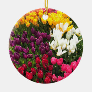 Colourful Tulip Garden Bed, Oregon Ceramic Ornament