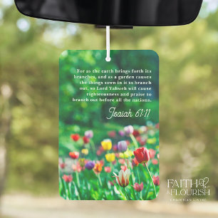 Colourful Tulip Garden Bible Scripture Air Freshener