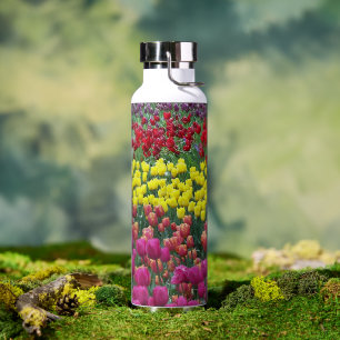 Colourful Tulip Garden Floral Water Bottle