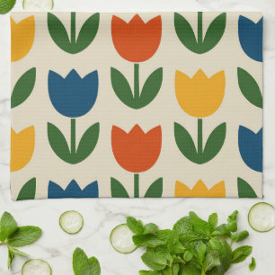 Colourful Tulip Pattern Kitchen Towel