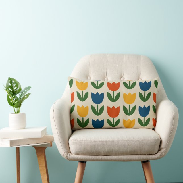 Colourful Tulip Pattern Lumbar Pillow (Chair)