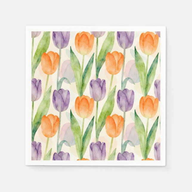 Colourful Tulip Pattern Napkin (Front)