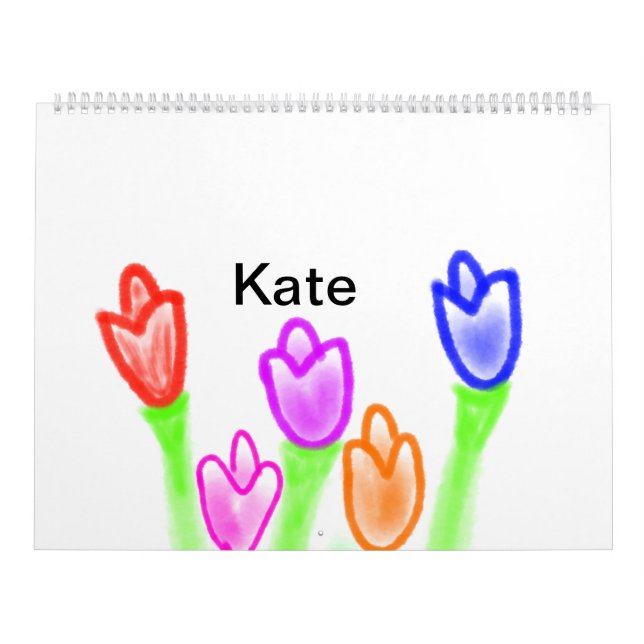 Colourful tulip watercolor add name text modern   calendar (Cover)