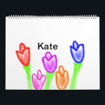 Colourful tulip watercolor add name text modern   calendar<br><div class="desc">Design</div>