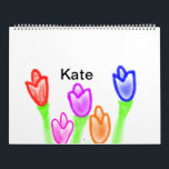Colourful tulip watercolor add name text modern   calendar<br><div class="desc">Design</div>