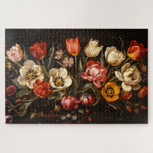 Colourful Tulips Botanical Oil Painting Jigsaw Puzzle