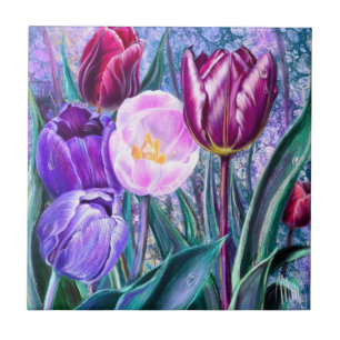 Colourful Tulips Ceramic Tile