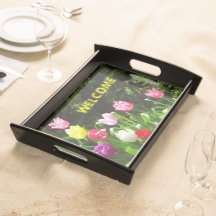 Colourful Tulips Cust. WELCOME Serving Tray