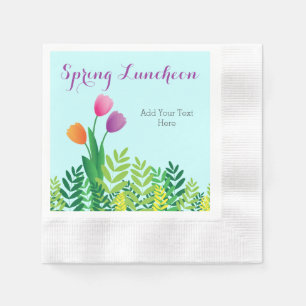 Colourful Tulips, Green Vegetation Spring Luncheon Napkin